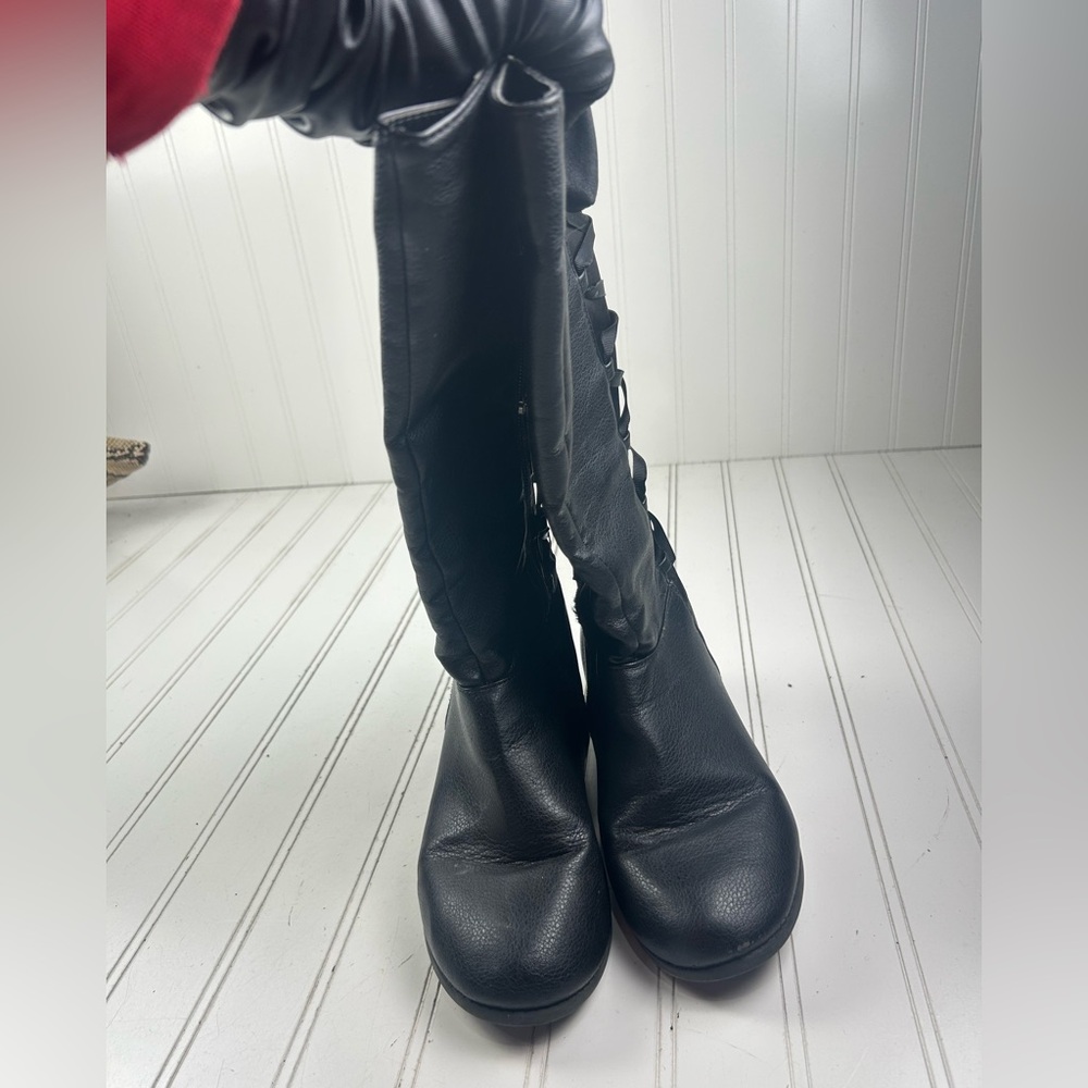 Michael Kors Black Leather Riding Girl’s Boots Size 4 - Picture 4 of 12